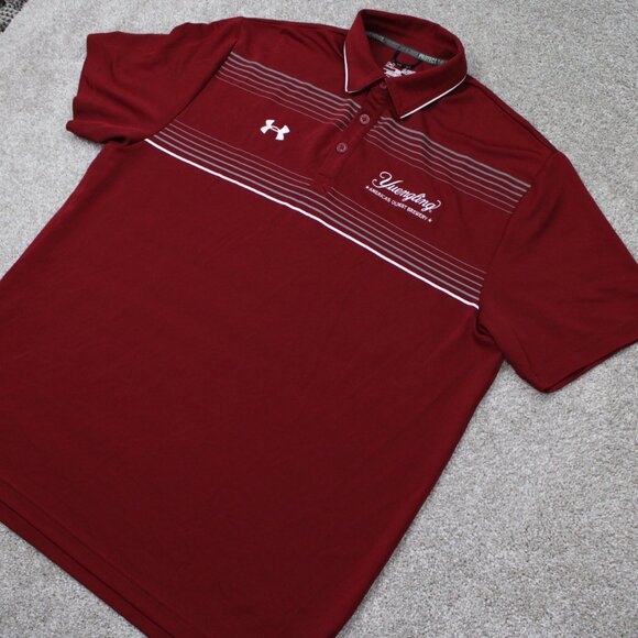 Under Armour Polo Shirt Mens XL Red UA Yuengling Logo Heatgear Loose Fit S/S - Picture 3 of 14